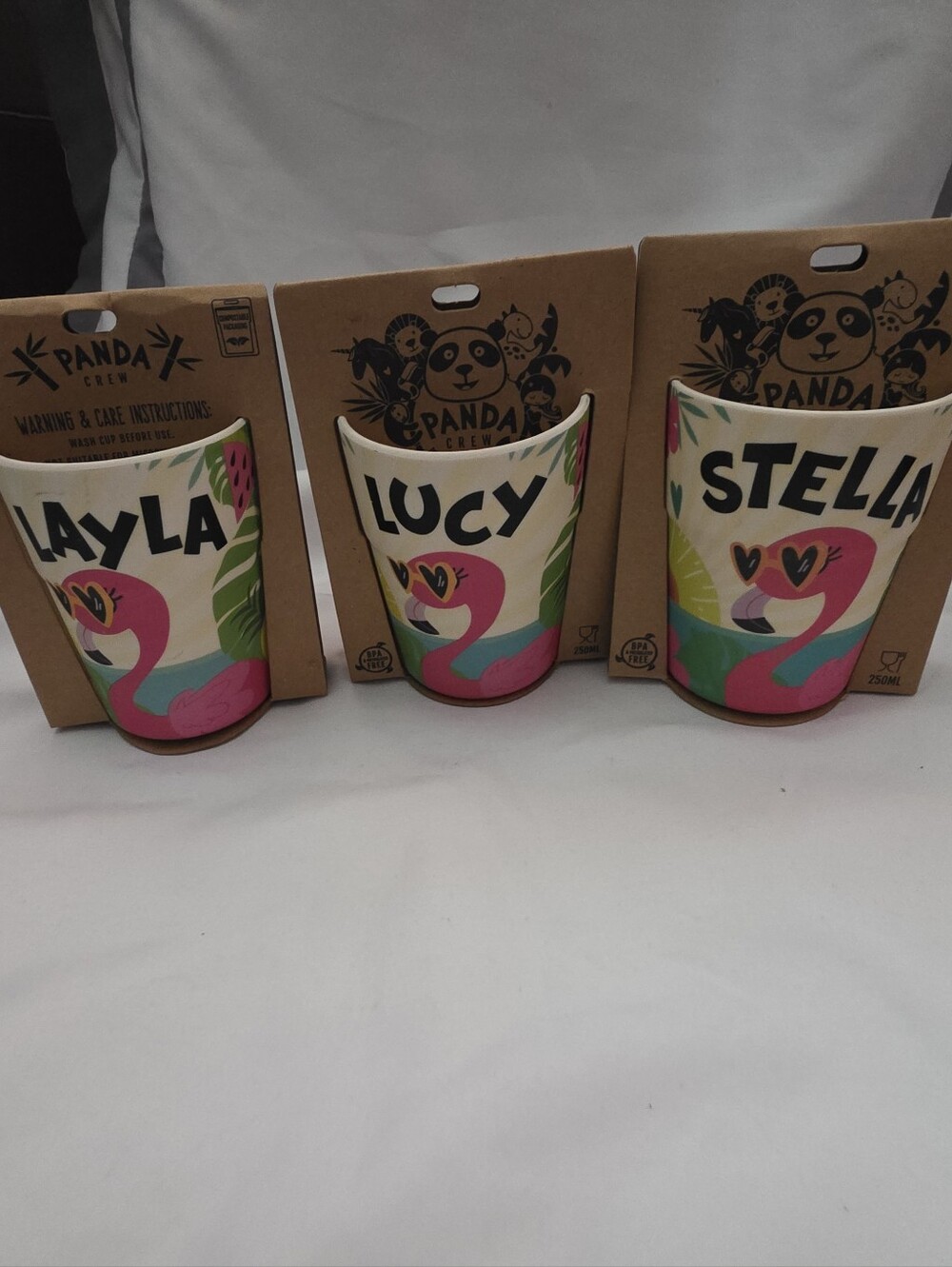 Panda Crew Pink Flamingo Kids Cup - Personalized Name Options